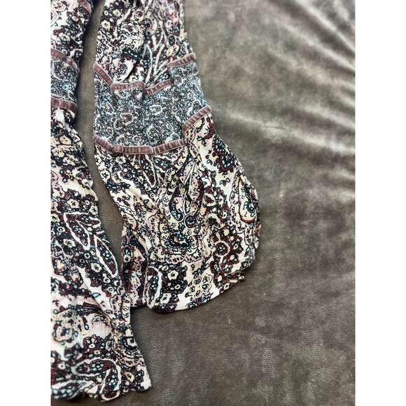 American Eagle Top‎ Women’s XL Brown Floral LS Flared Tunic Boho Peasant - Picture 2 of 6